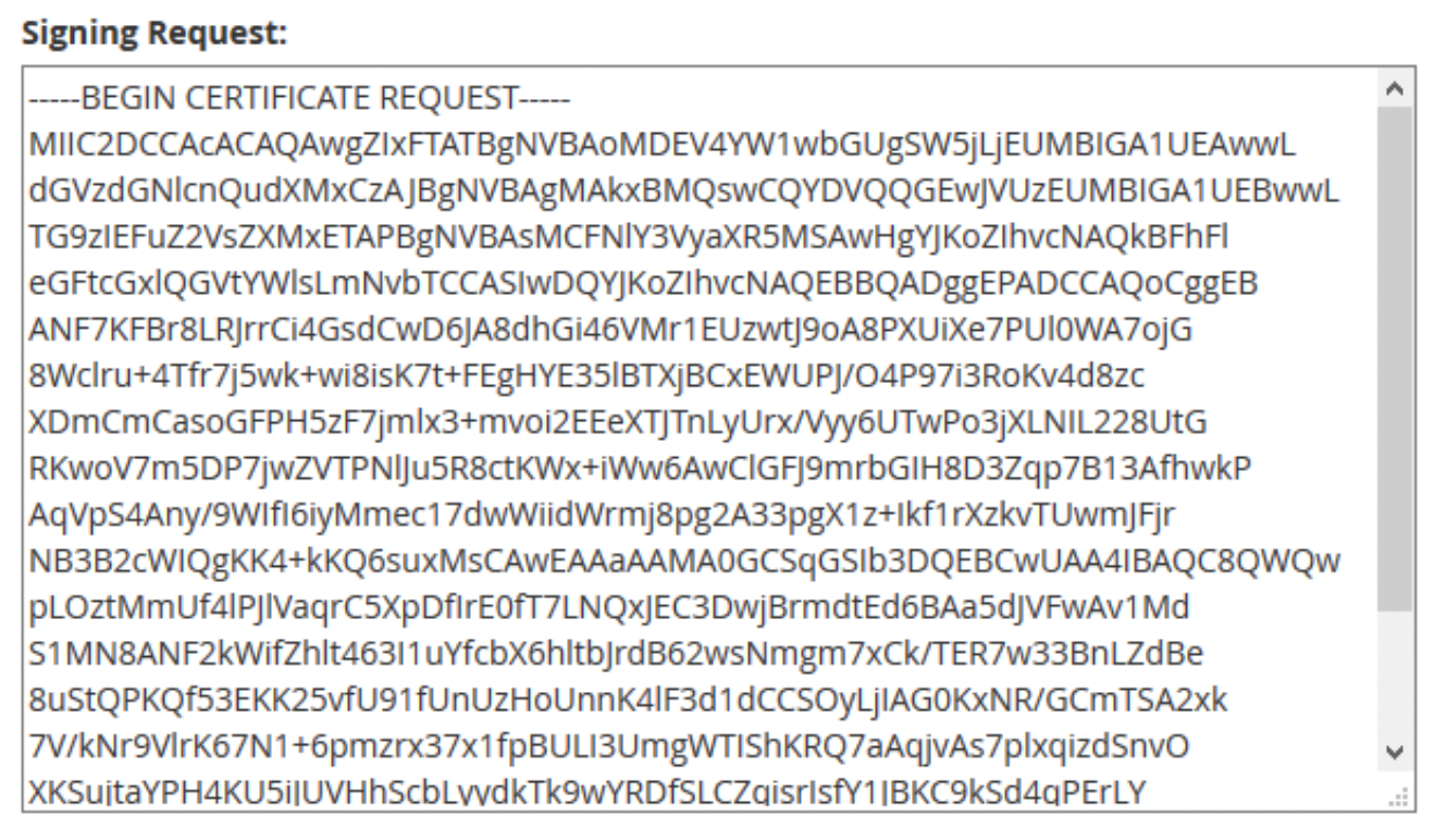 Begin Certificate Request