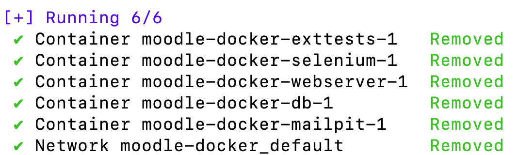 Shutting down Moodle containers