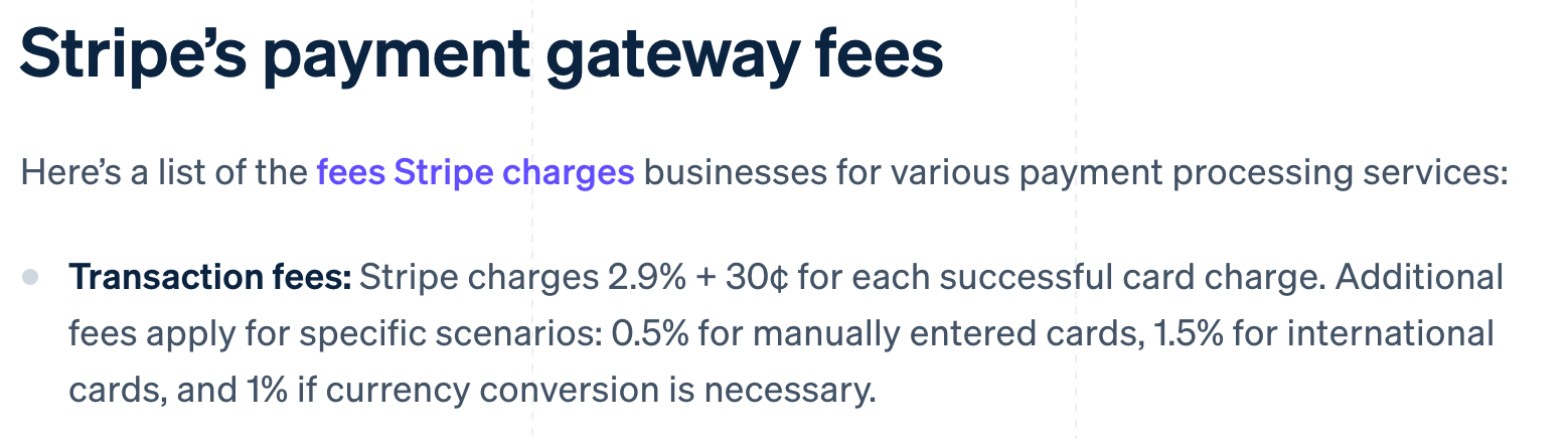 Stripe fees