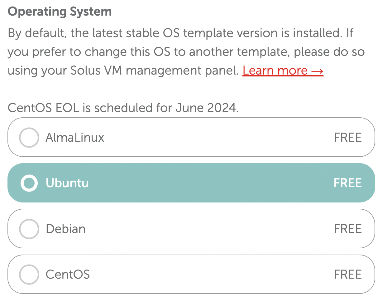 NameCheap Ubuntu OS Selection